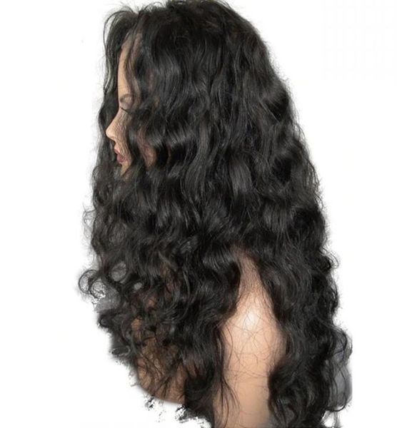 Perucas sintéticas dianteiras de renda sintética com onda de corpo preto com cabelo de bebê marrom borgonha loiro sem cola longo cabelo ondulado perucas sintéticas para mulheres 6490111