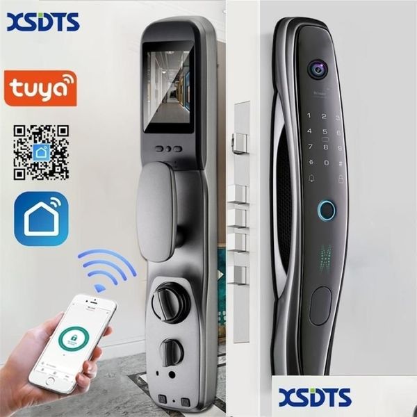 Дверные замки Tuya TMART LOCK Камера наблюдения Wi-Fi Беспроводное приложение с отпечатками пальцев Разблокировка функции Moniton с дверным звонком 220704 Drop D2364