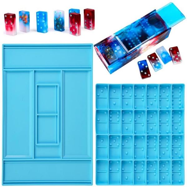 Zanaat Araçları 1 Set Dominolar Saklama Kutusu Epoksi Reçine Kalıp Dot Silikon Kalıp DIY Crafts Domino Oyun Döküm Aracı 324L