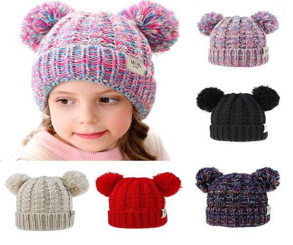 12 stili bambine berretto a maglia kid kid uncinetto berretti da pompon cappello doppia pelliccia cappello da palla per bambini berretto da esterno per bambini accessori per bambini m2968093