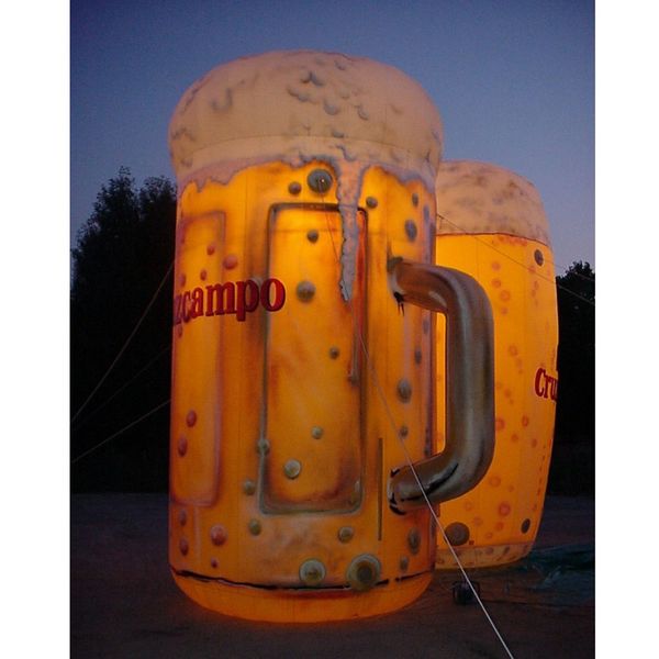 Custom made gigante6mH (20ft) Com ventilador garrafa de cerveja inflável led caneca de cerveja de vidro balão de ar decoração brinquedos esporte para publicidade