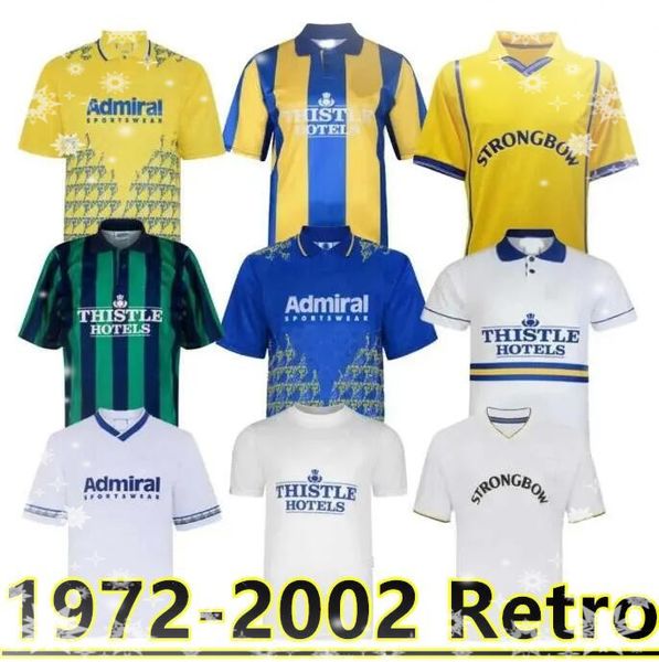 Hasselbaink Leeds Retro Soccer Jerseys 1972 78 89 90 91 92 93 95 96 97 98 99 00 01 02 Camisa clássica de futebol Smith Kewell Hopkin Batty Milner Viduka Vintage Uniforme