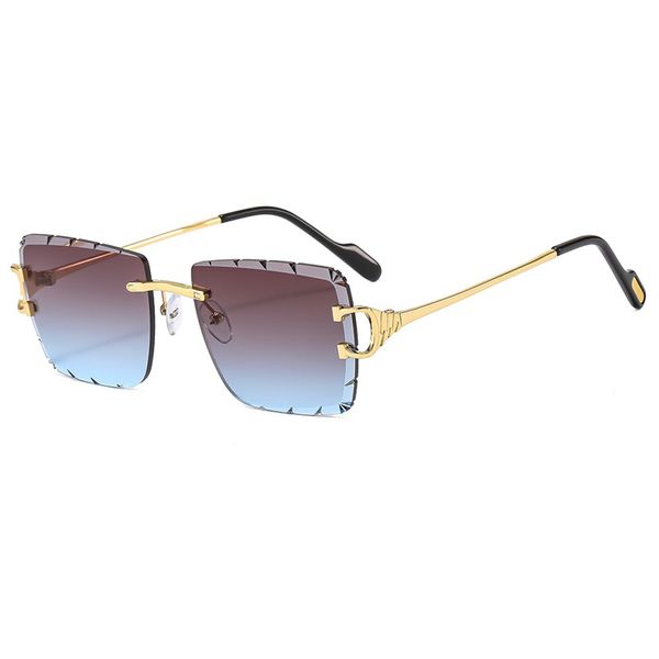 Дизайнерские солнцезащитные очки женские мужские классические очки роскошные очки без оправы металлический прямоугольник рога буйвола Высокое качество модные женские прозрачные очки дропшиппинг