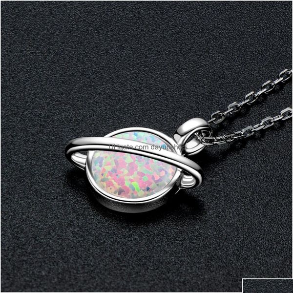 Colares frisados Sterling Sier Opal Colar para mulheres Oval / Marquise Pear Cut Gemstone Pingente Outubro Birthstone Presente de aniversário Drop Otix2