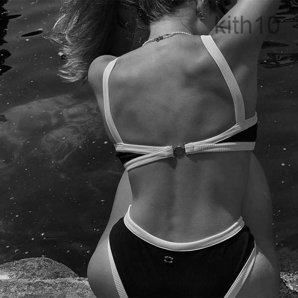 Mulher Bikini Designer Swimwear One Piece Swimsuit Verão Moda Sexy Backless Carta Impresso Bodysuits Malha Banheira Terno Praia Roupas 0y3e