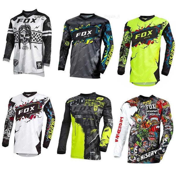 Camisa masculina de manga longa para ciclismo, motocross, bat fox, downhill, mountain bike, mtb, offroad dh, motocicleta, roupas enduro