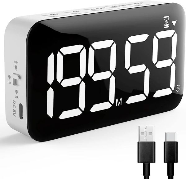 Elektronischer digitaler Küchentimer, großer magnetischer LED-Timer, Count-Up-Countdown-Timer, Kochen, Dusche, Studium, Stoppuhr, Timer 240308