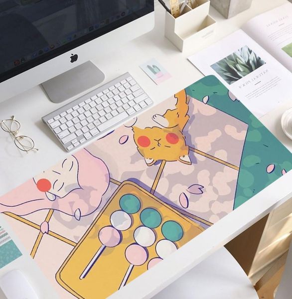 Großes Anime Pink Mousepad Gamer Cute Kawaii XXL Gaming Mouse Pad Gummi Otaku Fashion Laptop Notebook kawaii Mousepad Schreibtisch Mat4592940