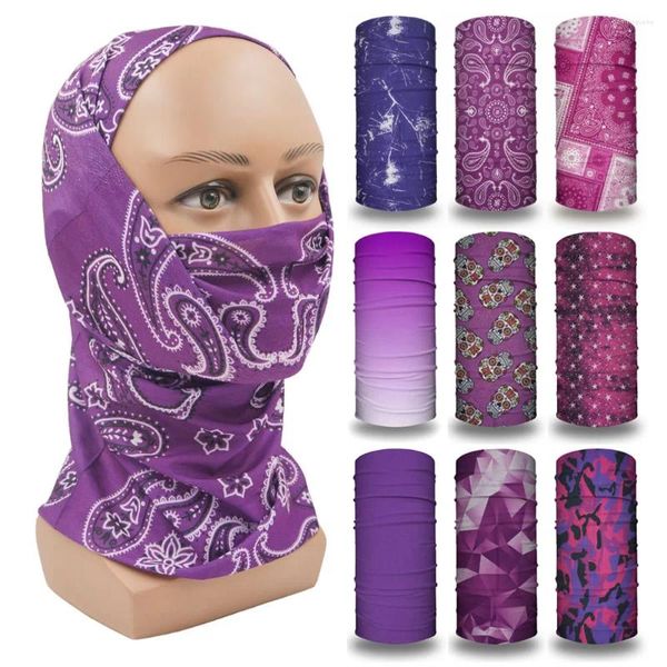 Bandane Passamontagna viola Donna Corsa da campeggio Fascia per capelli Bandana Quickdry Ghetta per il collo Traspirante Trekking Maschera per il viso Tubo per ciclismo Sciarpa per la testa