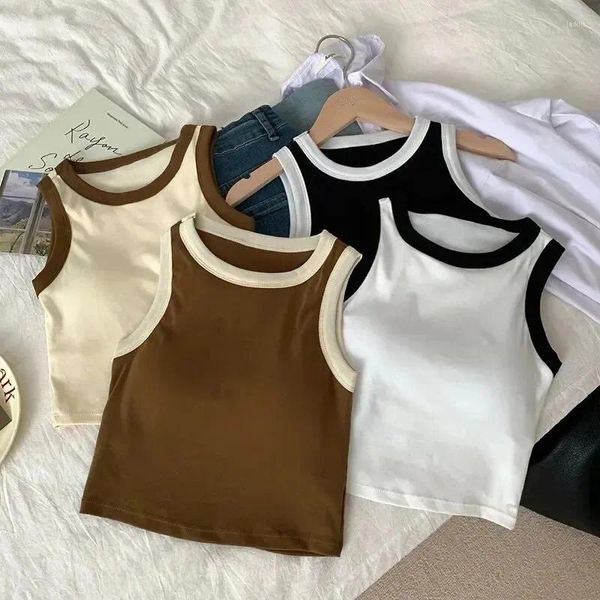 Unterhemden, Tanks, Frühling, Sommer, Farbblock, ärmellose Weste, Oberbekleidung, reine Riemen-Unterbekleidung, Sport-Top, Basisshirt, schöne Wickelbrust für Damen