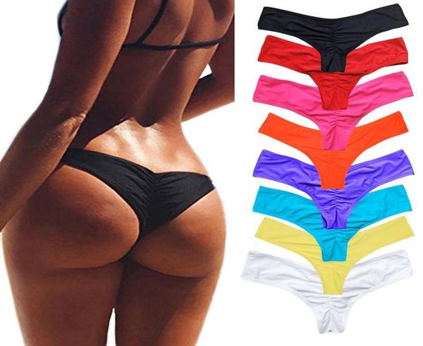 S5XL Due pezzi separati Costumi da bagno Donna Slip Bikini Fondo Lacci laterali Costume da bagno brasiliano Perizoma Taglio classico Fondo Biquini Swim 3804488