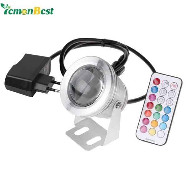 LED-Unterwasserlampe IP67 12 Farben 1000LM 10W RGB-Brunnenlicht Timing-Funktion Pool Teich Aquarium Aquarium Scheinwerfer EU-Stecker Y2313z