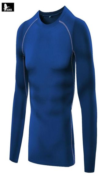 Moda 2017 Marca Primavera Autunno Pro Fitness Stretto Uomo Stretch asciugatura rapida Manica lunga basket legging skinny compresso Tshi6536140