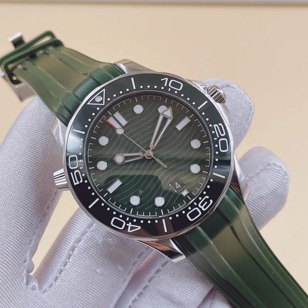 U1 AAA 41 мм Автоматические механические мужские часы с зеленым циферблатом Diver 300 Модернизированные наручные часы из нержавеющей стали с керамическим вращающимся безелем Прозрачная задняя крышка с сапфировым стеклом