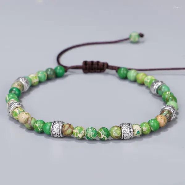Braccialetti con ciondoli Bracciale con perline in pietra naturale fatti a mano Premium Japser Fancy Amicizia Amanti Coppie Regali di gioielli per lo yoga