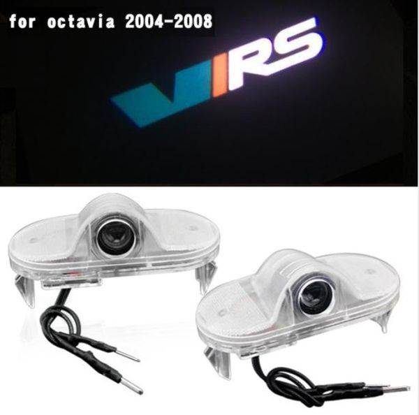 2 pçs led luz de advertência da porta logotipo projetor laser fantasma sombra luz virs para skoda octavia 2004 2005 2006 2007 20082482612