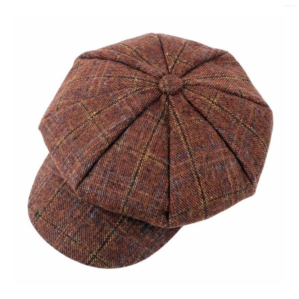 Berretti da donna retrò in finto tweed di lana ottagonale regolabile scozzese Sboy pittore Cabbie Gatsby cappello per capispalla femminile