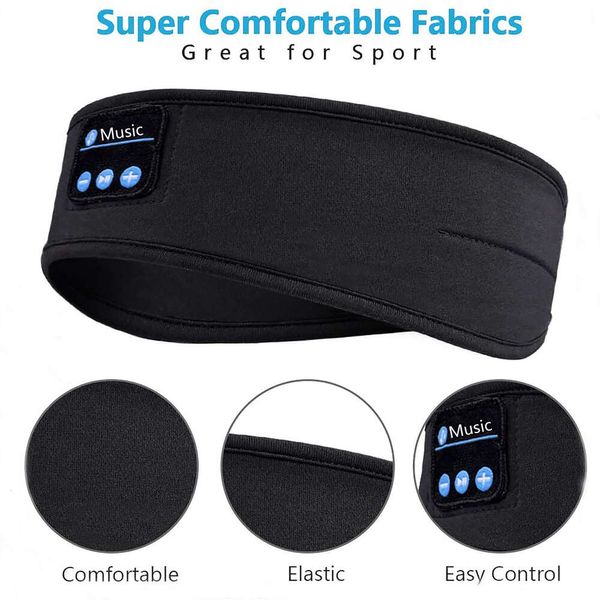 5.0 faixa esportiva para corrida ao ar livre, faixa absorvente de suor para ioga, faixa para cabeça, fones de ouvido Bluetooth para dormir, máscara para os olhos