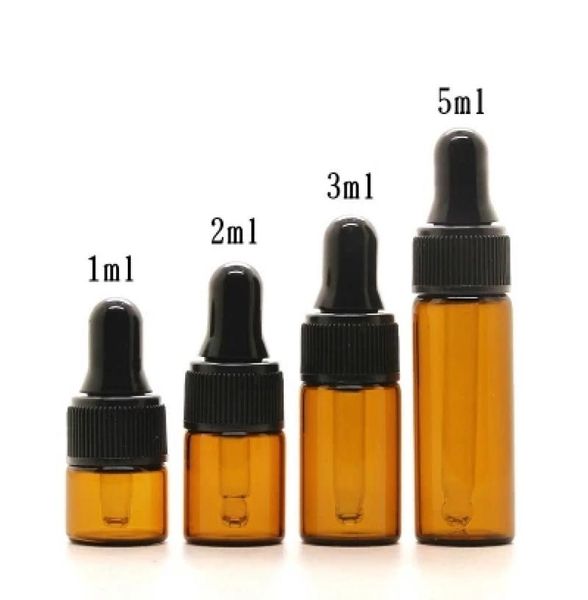 Flaconi contagocce in vetro ambrato intero da 5 ml con tappo nero Flacone di olio essenziale Fiale di profumo piccole Conservazione dei campioni5170890