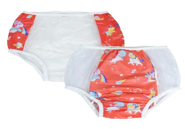 2PCS Dadious abdl erwachsene baby windeln höschen inkontinenz elastische band kunststoff wiederverwendbare hosen ddlg Rot PVC men039s Windeln H0837090718