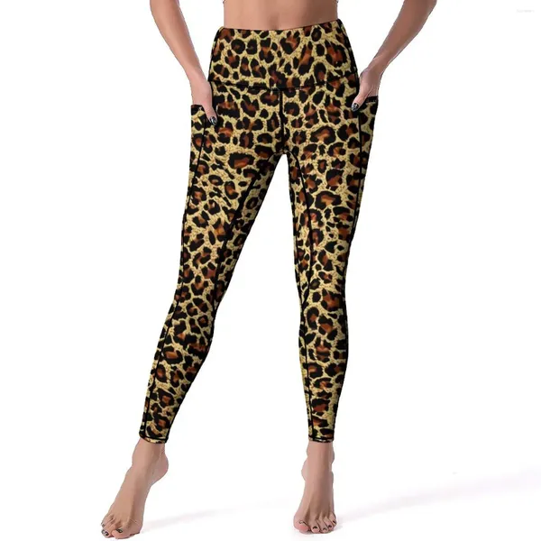 Leggings da donna Leopardo classico Sexy Retro Stampa animalier Pantaloni da yoga a vita alta Leggins elasticizzati Kawaii Collant sportivi modello femminile