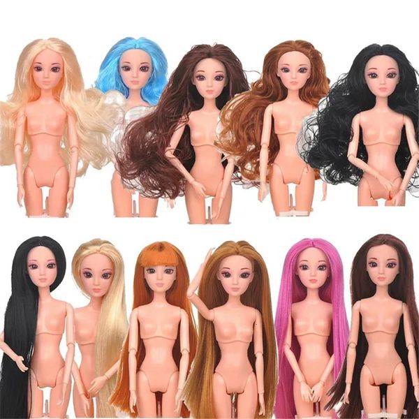 32CM 1/6 bambola BJD 12 occhi 3D mobili snodabili bambole per capelli multicolori dritte e curve giocattoli per ragazze corpo della bambola nuda 240308
