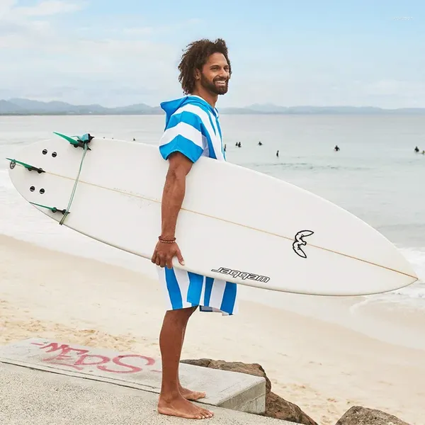 Asciugamano da surf mantella da spiaggia con cappuccio doppia tasca Asciugamani da bagno ad asciugatura rapida per adulti Accappatoi per il corpo in microfibra per adulti