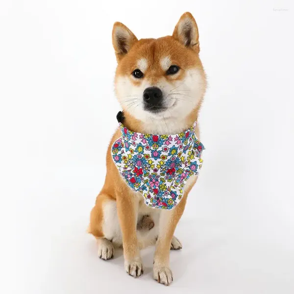 Coleiras de cachorro confortável coleira de animal de estimação elegante bandana ajustável com padrão de flor lenço de pescoço moda filhote de cachorro para