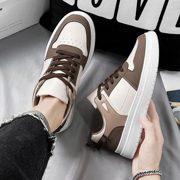 Casual Schuhe Leder Für Männer 2024 Frühling Und Sommer Männer der Sport Trend Student Schuh Bord Dicke Sohle Tuch