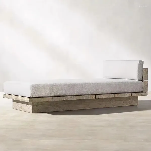 Kamp mobilya el zanaat yüksek son el proje açık yüzme havuz daybed tik ahşap plaj güneş şezlong