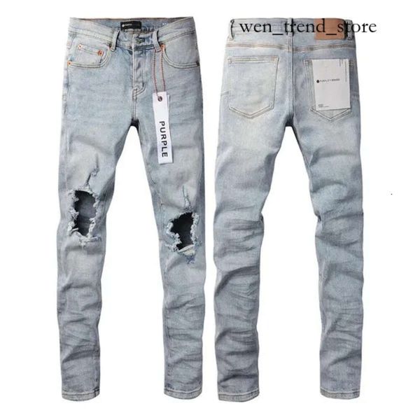 jeans viola Jeans da uomo Brand Man Nero High Street Paint Graffiti Pattern Pantaloni skinny strappati danneggiati Pantaloni denim 501