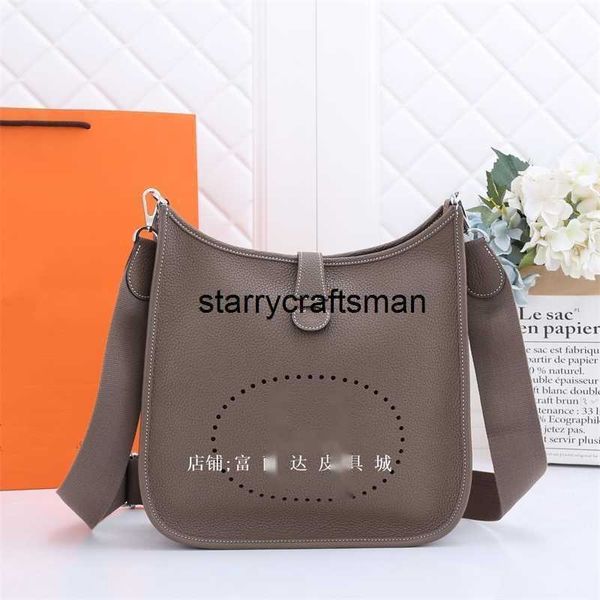 Borse a tracolla Evelnyn Borsa in pelle di lusso affidabile Cucita a mano Filo di cera Importato Tc Pelle bovina Elefante Grigio Evelyn29cm Spalla singola Crohave logo HBSAJR