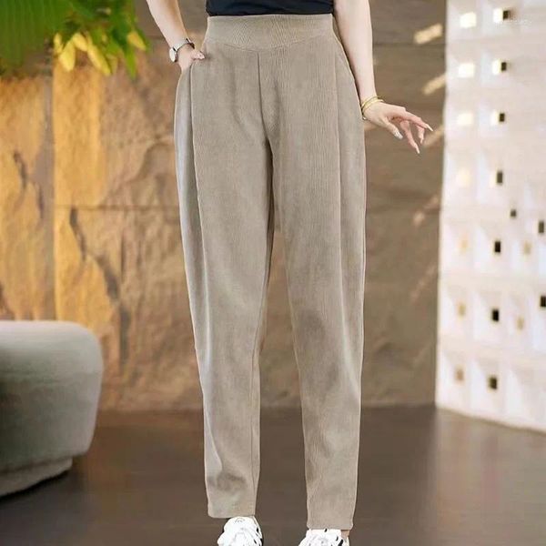 Calças femininas inverno velo forrado elegante harem casual engrossar quente baggy sweatpants senhora do escritório cintura alta coreano cenoura calças