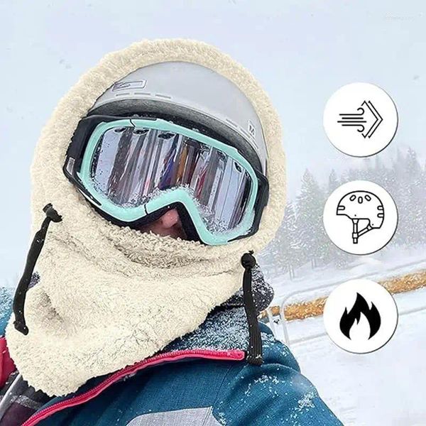 Bandanas 3-in-1-warme Kapuze, Skimaske aus arktischem Samt, verstellbare Wanderschals, Winter-Thermo-Vollgesichts-Kopfbedeckungen, Snowboard-Kapuze