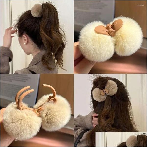 Haarschmuck Kawaii P Clip Little Fur Ball Haarnadel Warme Kinder Mädchen Barrettes Kid Color Gripper Clips Kopfbedeckung A3D4 Drop Delive Ot5Sv