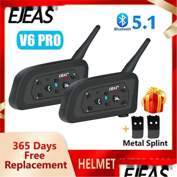 Мотоциклетный домофон, рация Ejeas V6 Pro, мотоциклетный Bluetooth-шлем, домофонная гарнитура с 1200M Bt, переговорный коммуникатор для Dhudb