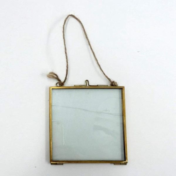 Geschenk Antik Messing Hängendes Bild Glas Po Rahmen Metall Porträt Vintage Ständer Hängende Bilderrahmen Home Decor Gift238B