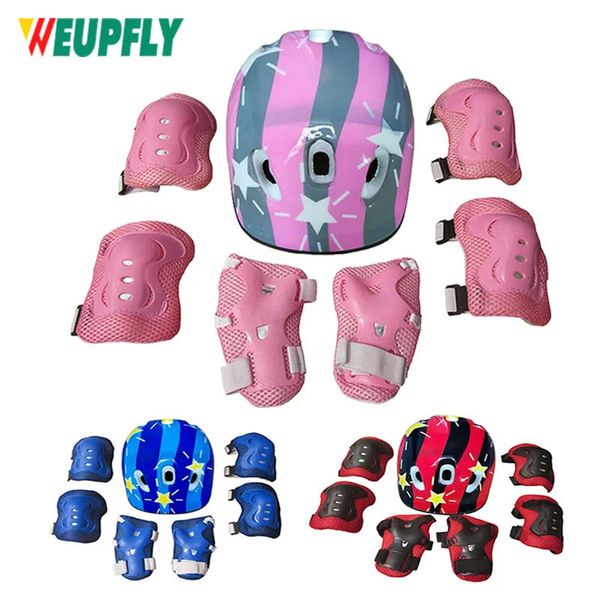 7 шт. комплект для катания на роликовых коньках, детский защитный шлем для мальчиков и девочек, набор наколенников, детский велосипедный скутер, шлем, защита, 240226