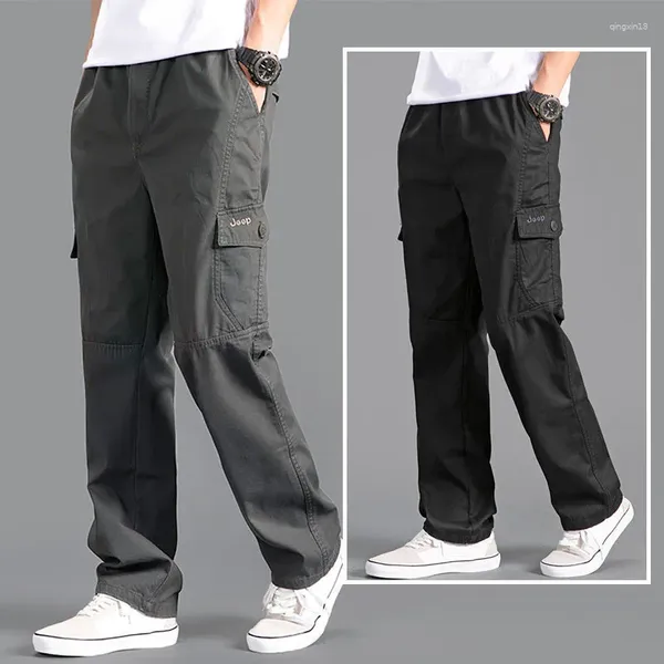 Pantaloni da uomo Y2k Cargo Abbigliamento ampio dritto oversize Solido grigio Abbigliamento da lavoro versatile Pantaloni da jogging neri Pantaloni casual da uomo in cotone