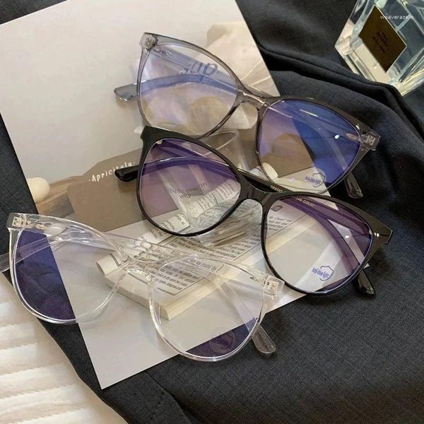 Güneş Gözlüğü 2024 Şeffaf Makyaj Yok Büyük Gözlükler Çerçeve Kadın Anti Mavi Hafif Bilgisayar Kare Gözlük Optik Gösteri gözlük