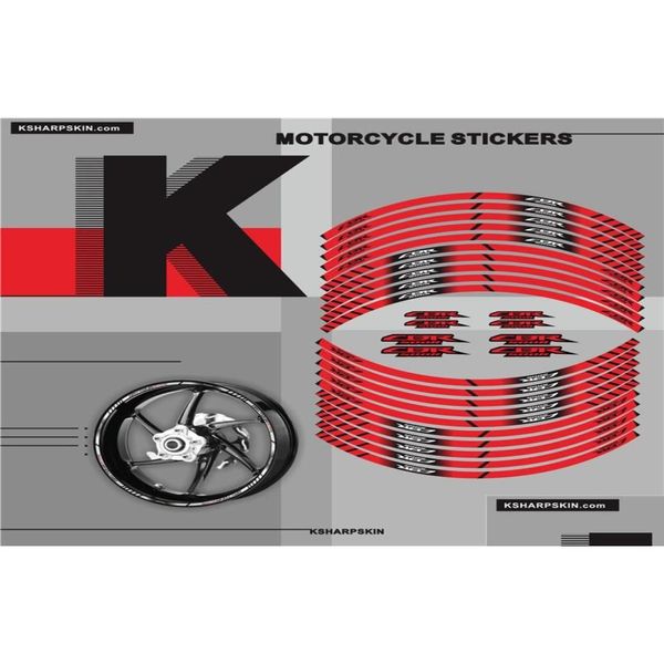 Motorrad-Aufkleber, Rad-Innenring, wasserdicht, Streifen, reflektierende Logos und Abziehbilder, Kratzschutzband für Honda Cbr500R5122911 Dr Otryu