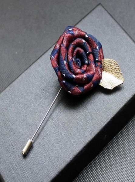 Rosa Corsage Noivo Broche Pin Folha Dourada Homem Casamento Cetim Flores Boutonniere Prom Smoking Acessórios de Festa Decorações Multi co4431765