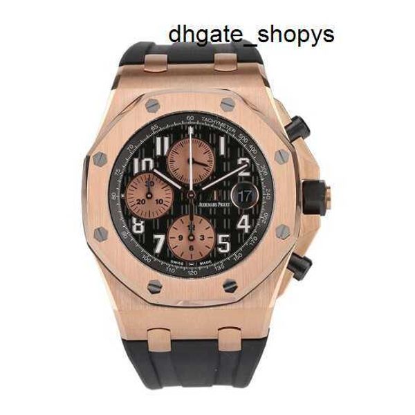 Relógio de pulso Athleisure AP Epic Royal Oak Offshore Series 26470OR ouro rosa preto X Panda placa cinto de crocodilo masculino cronometragem moda lazer relógios esportivos