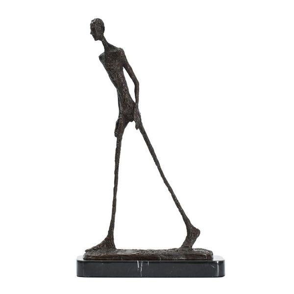 Estátua de homem andando de bronze de Giacometti Réplica de esqueleto abstrato escultura coleção vintage arte decoração de casa 210329299M