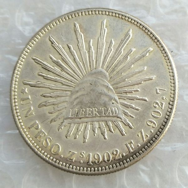 MO 1Unzirkuliert 1902 Mexiko 1 Peso Silber ausländische Münze Hochwertige Messinghandwerksornamente267J