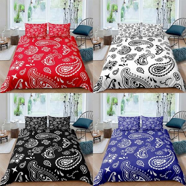 Paisley bandana impresso 2 3 pçs capa de edredão conjuntos cama com fronha colcha luxo única rainha completa king size h0913278r