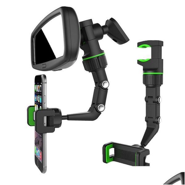 Altri accessori interni Supporto per telefono per auto Trim Mtifunzionale Specchietto retrovisore ruotabile a 360 gradi Sedile Staffa per clip appesa Cell Dro Dhfuw