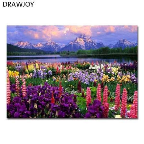 Drawjoy imagem de paisagem emoldurada diy pintura a óleo por números pinturacaligrafia decoração de casa arte de parede gx21019 40x50cm3335