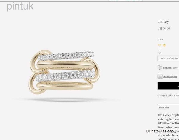 Anelli Halley Gemini Kilcollin anelli del designer di marca Nuovo in alta gioielleria di lusso in oro sterling argento Anello Hydra collegato ldd240311