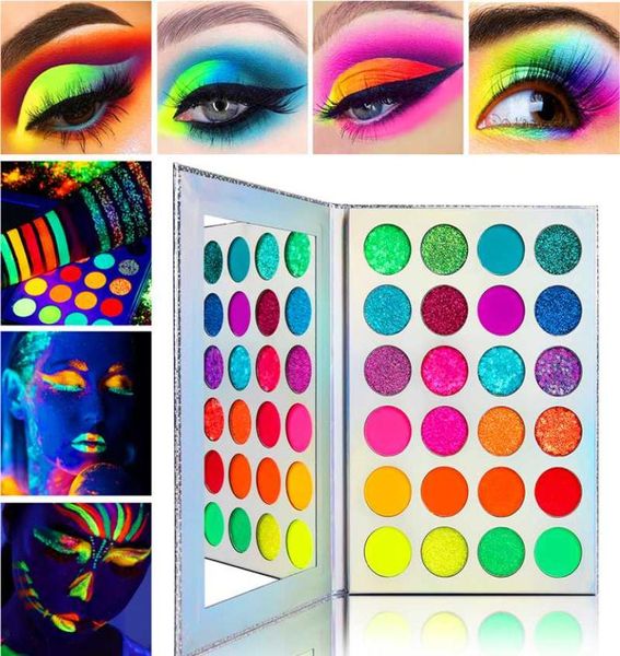 24 colori palette di ombretti paillettes opache bagliore luminoso ombretto pigmento fluorescente trucco cosmetici pigmento TSLM21365058